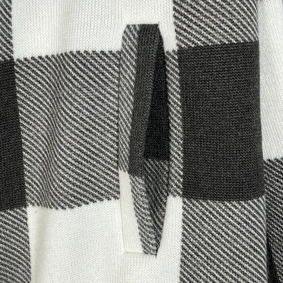 Maurices Gray and White Checker Sweater Jacket Size Small Blazer Hooded - Picture 7 of 11